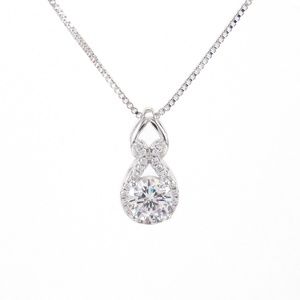 Crystal Pave Necklace Round 925 Sterling Silver